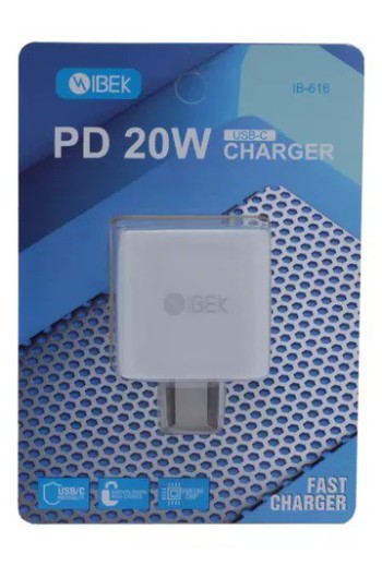 CARGADORE USB TIPO C 20W CHARGER IB-616 IBEK