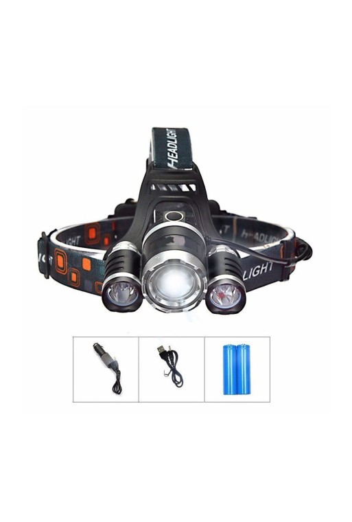 LINTERNA MINERA 3 LED + REFLECTOR RECARGABLE C/2 PILAS T6 COB 2XQ5 T07 OM