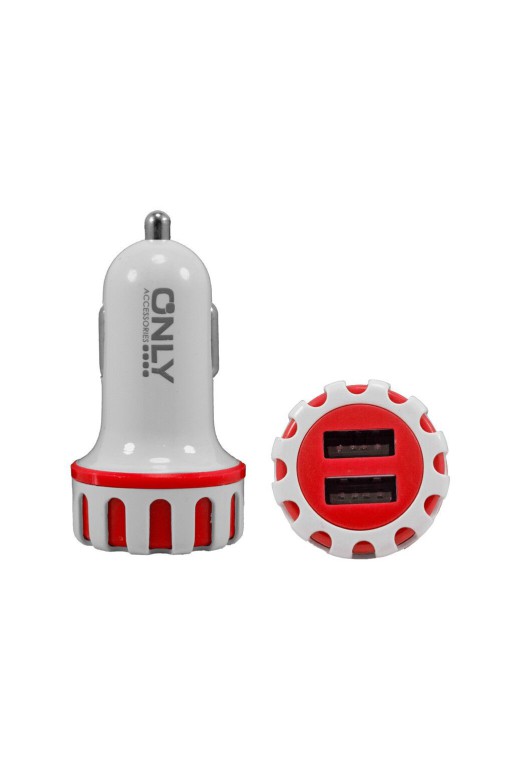 CARGADOR 12V A USB X 2 2.4AMP BLANCO C/ROJO MOD 34  ONLY