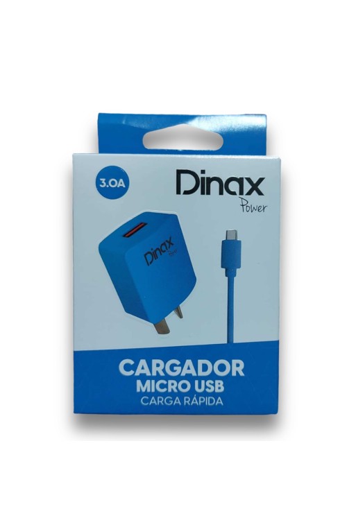CARGADOR 220V A USB + CABLE MICRO USB 3.0AMP COLORES PR3-CAR-3.0-V8 DINAX