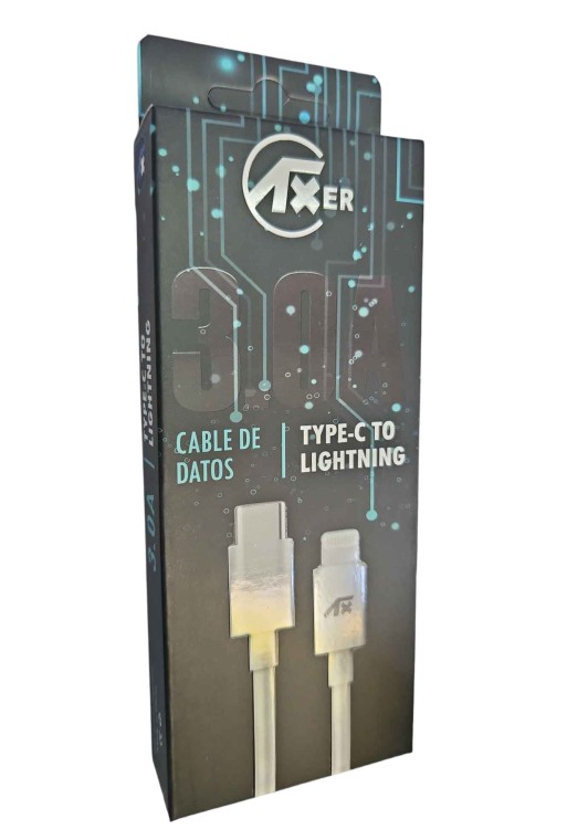 CABLE USB TIPO C A IPHONE LIGHTNIG 3.0AMP BLANCO AX10262 AXER