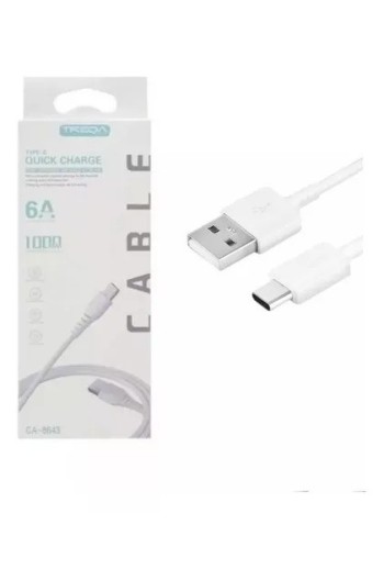 CABLE USB TIPO C 6AMP 1MTS CARGA RAPIDA TREQA