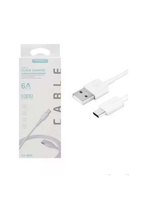 CABLE USB TIPO C 6AMP 1MTS CARGA RAPIDA TREQA
