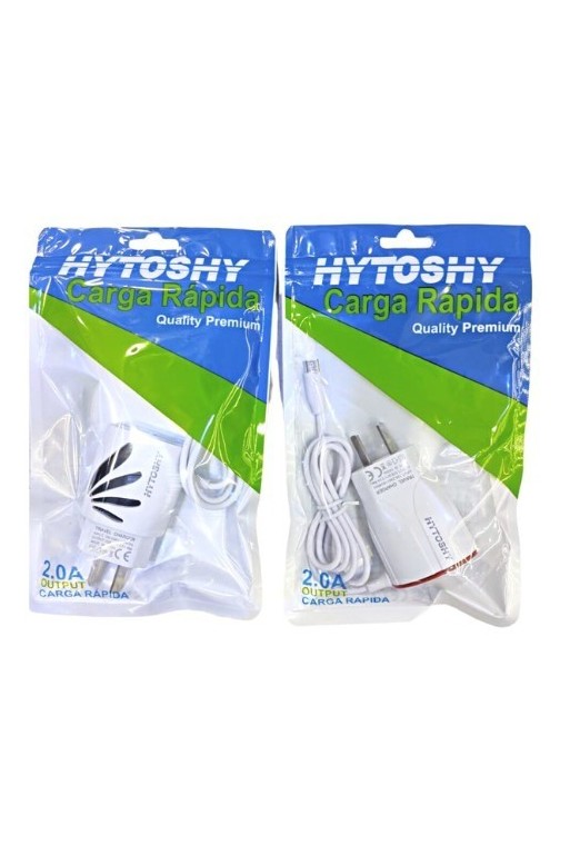 CARGADOR 220V A USB X 2 C/COBLE MICRO USB 3.1AMP HYTOSHY