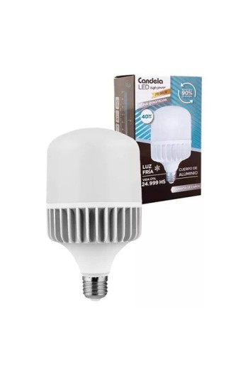 FOCO LED 40W LUZ FRIA CUERPO DE ALUMINIO CANDELA