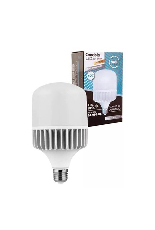 FOCO LED 40W LUZ FRIA CUERPO DE ALUMINIO CANDELA