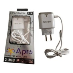 CARGADOR 220V A USB X 2 C/CABLE TIPO C 4.2AMP AP-CAR03 APRO