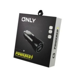 CARGADOR 12V A USB X 2 + CABLE LIGHTNING 3.1AMP MOD 36 NEGRO ONLY