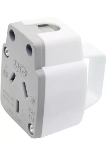 FICHA H C/ASA PARA CABLE TALLER ENCHUFE BLANCO Y GRIZ 20AMP MIG